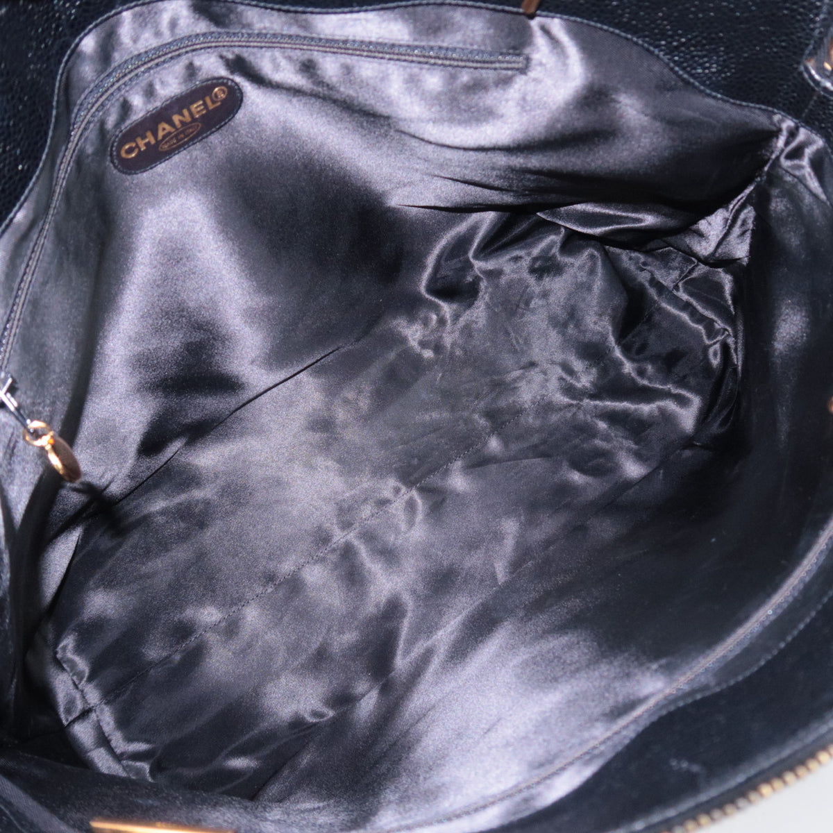CHANEL Big Coco Mark Chain Tote Bag Caviarskin
