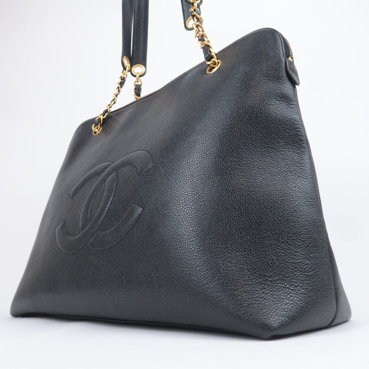 CHANEL Big Coco Mark Chain Tote Bag Caviarskin