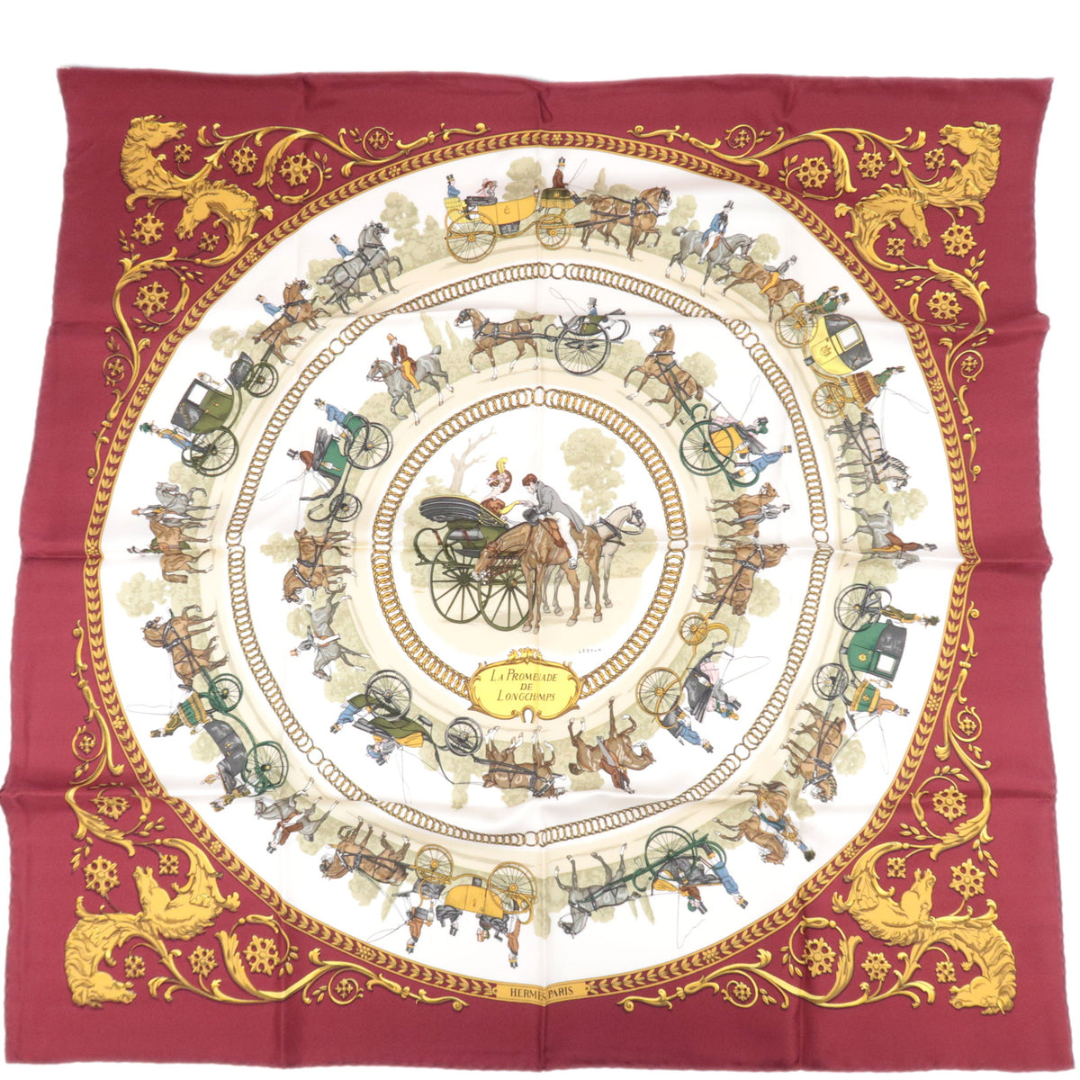 HERMES Carre 90 Scarf La PROMENADE DE LONGCHAMPS93401
