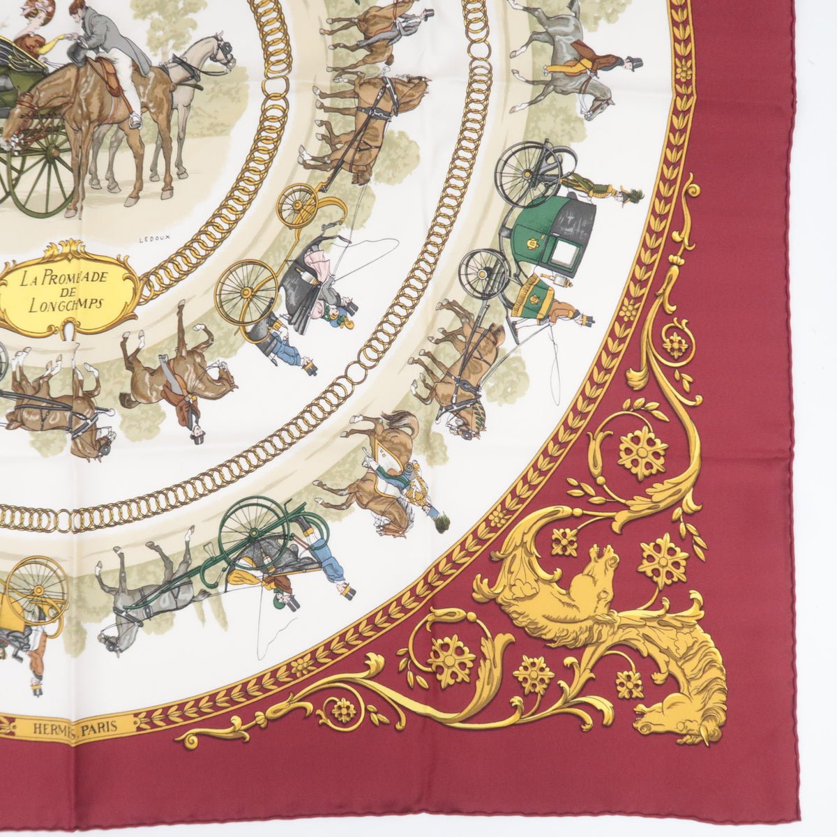 HERMES Carre 90 Scarf La PROMENADE DE LONGCHAMPS