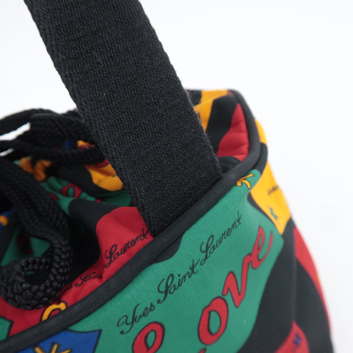 SAINT LAURENT YSL Multicolor "Love" Print Bucket Handbag