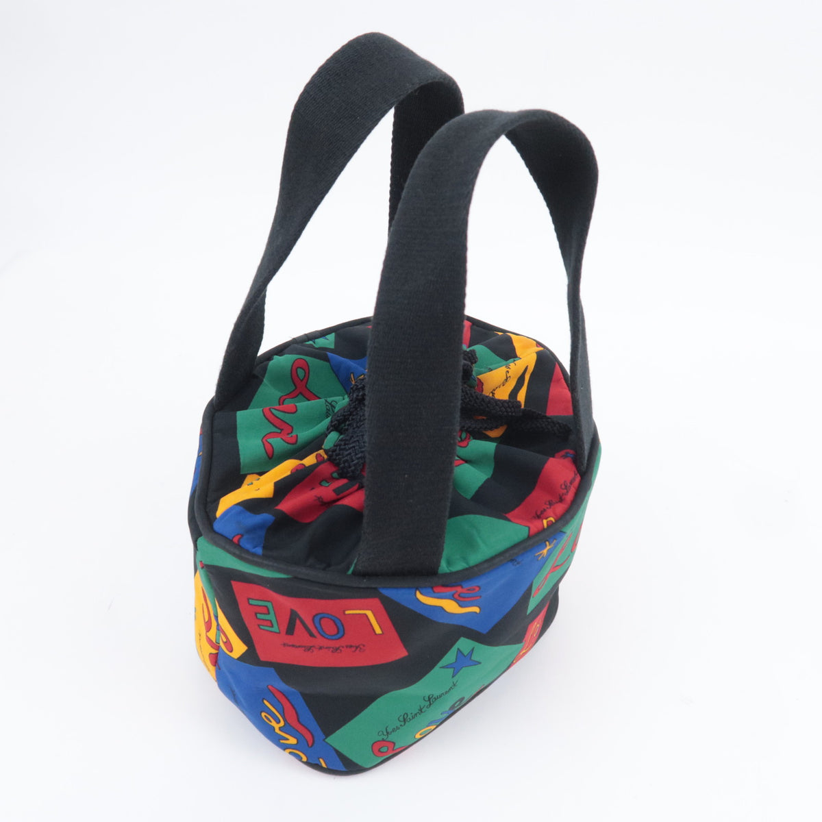 SAINT LAURENT YSL Multicolor "Love" Print Bucket Handbag