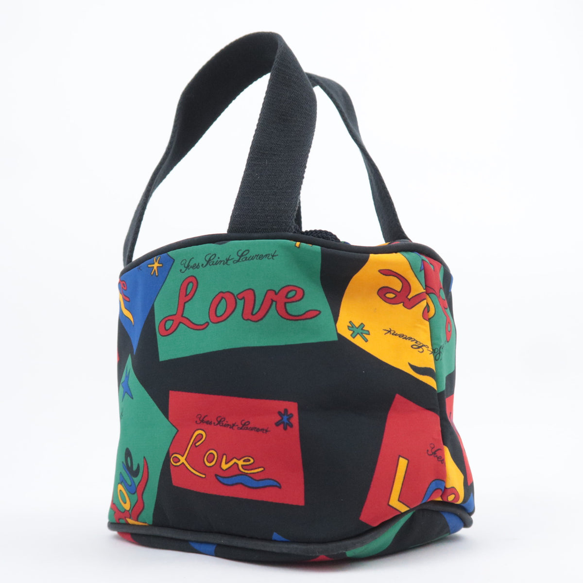 SAINT LAURENT YSL Multicolor "Love" Print Bucket Handbag