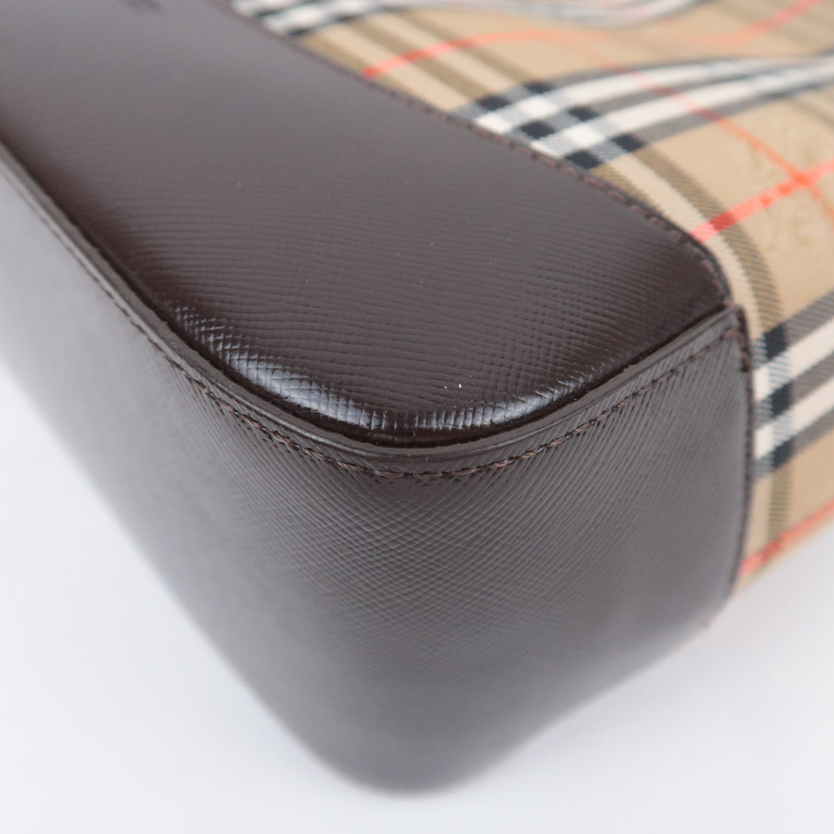 BURBERRY Haymarket Nova Plaid Canvas Leather Tote Bag