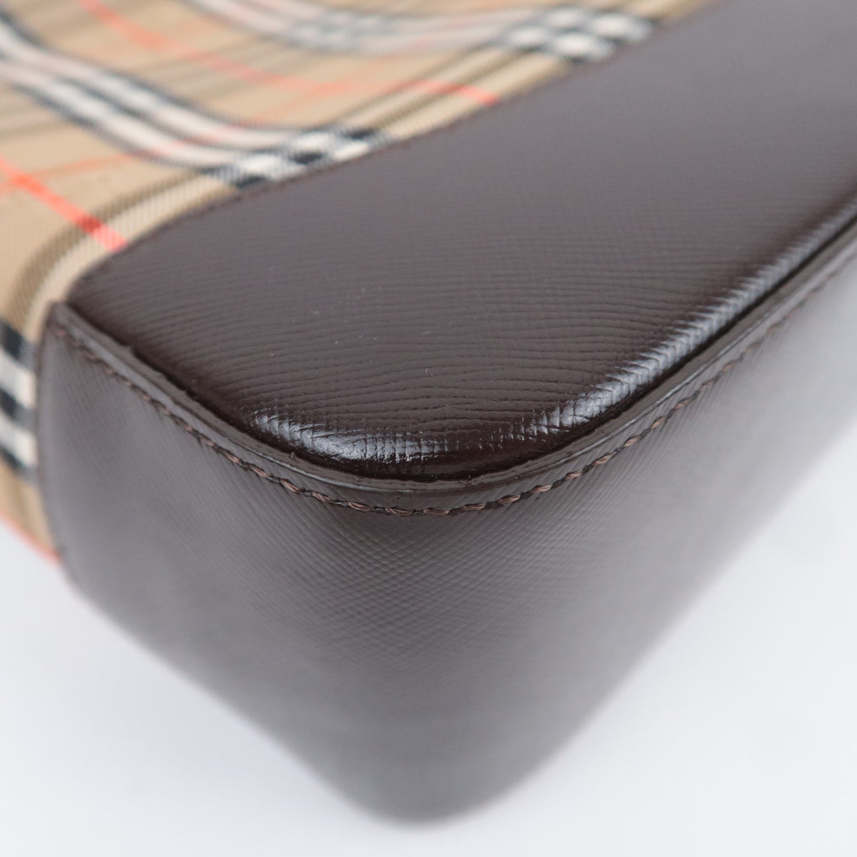 BURBERRY Haymarket Nova Plaid Canvas Leather Tote Bag