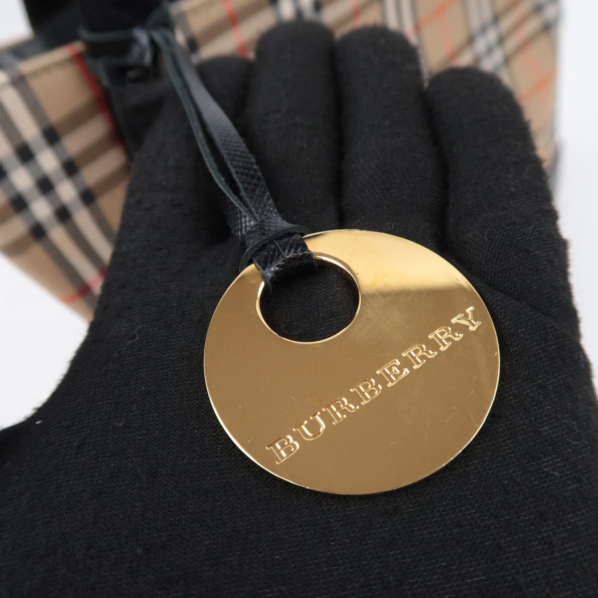 BURBERRY Haymarket Nova Plaid Canvas Leather Handbag