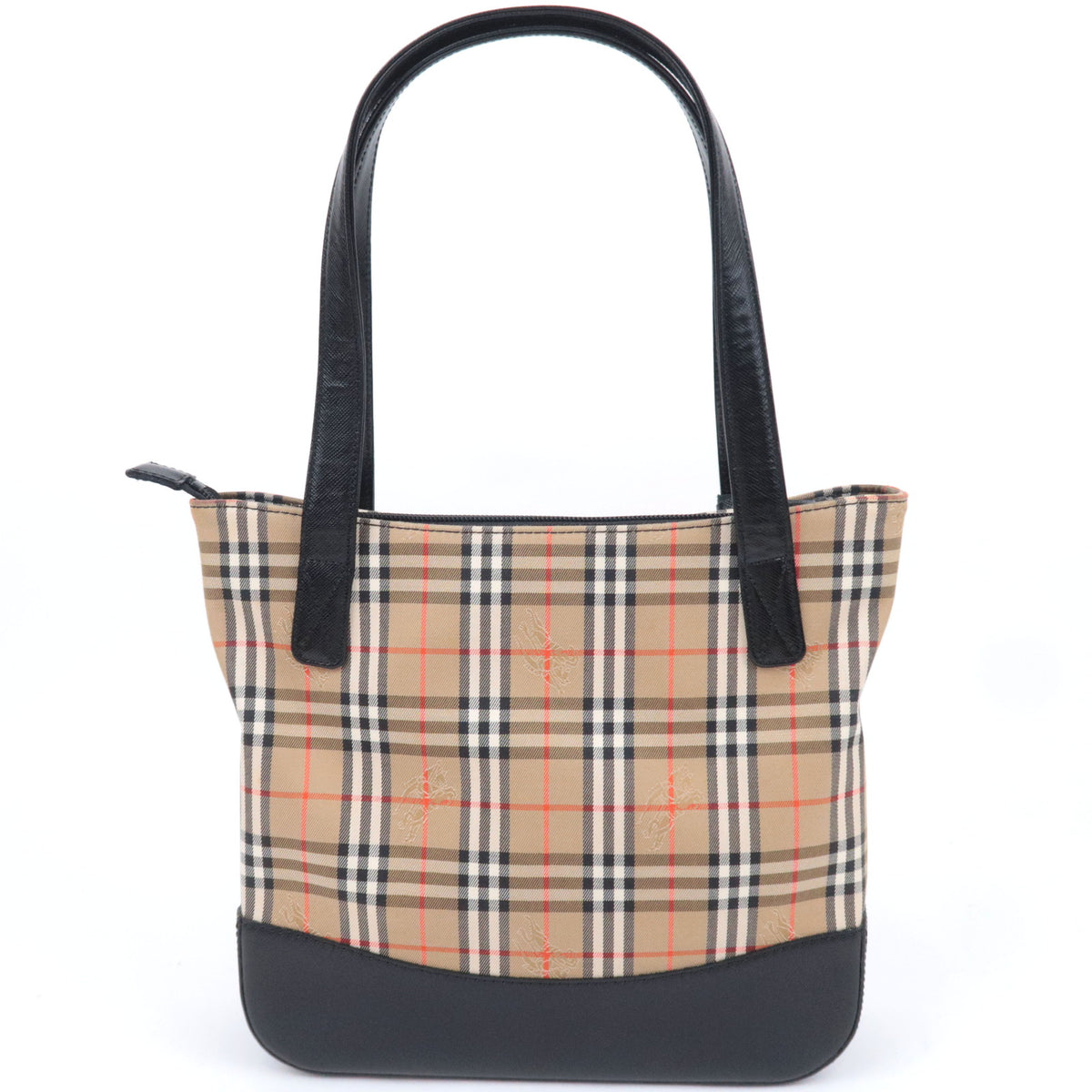 BURBERRY Haymarket Nova Plaid Canvas Leather Handbag