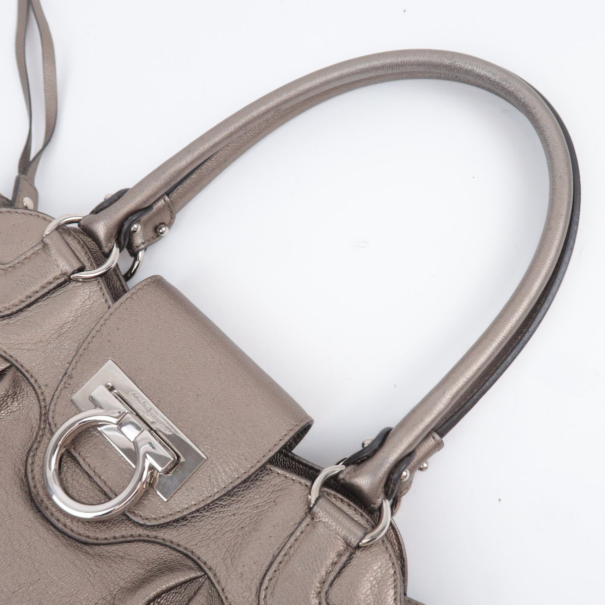 Ferragamo Gancini Leather Shoulder Bag