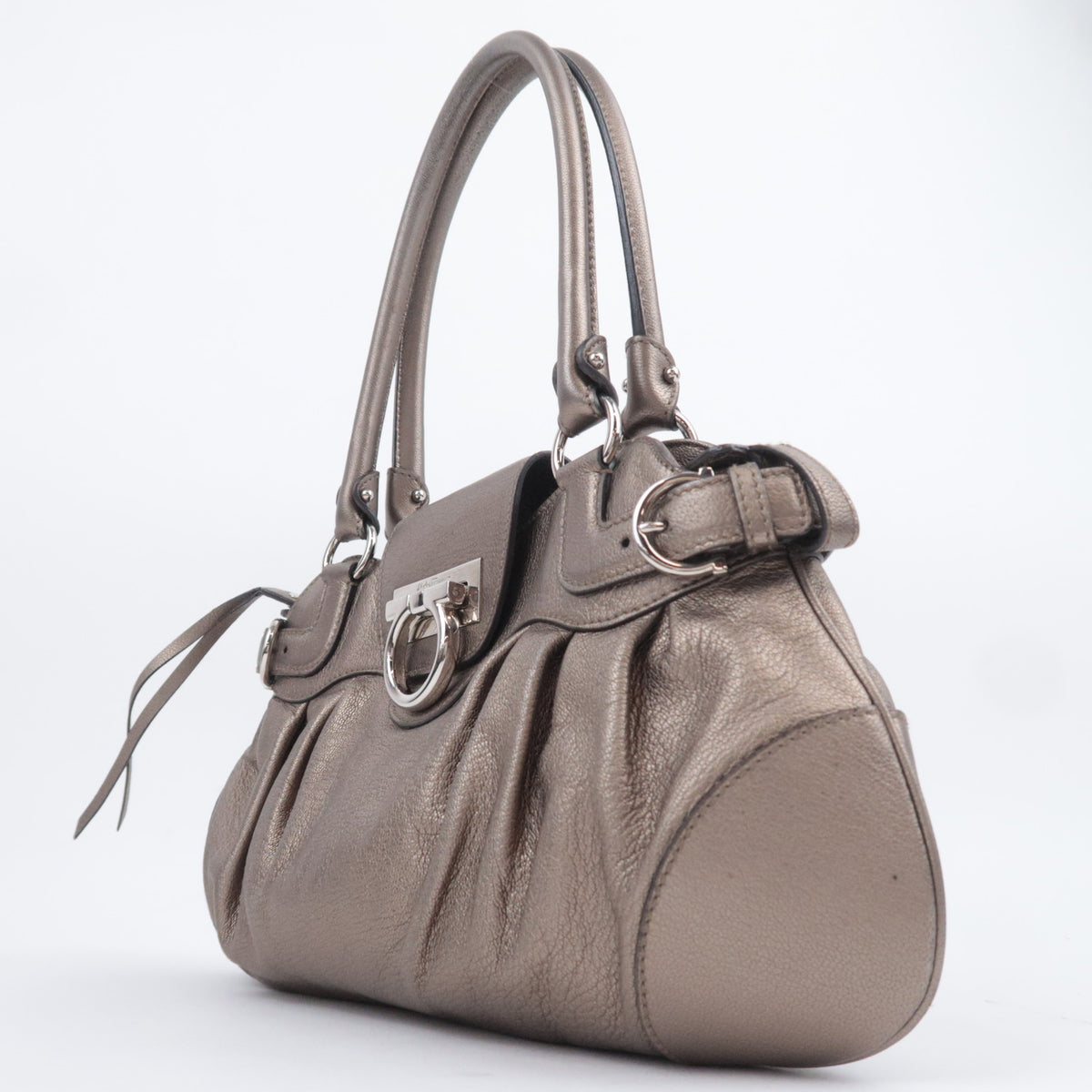 Ferragamo Gancini Leather Shoulder Bag