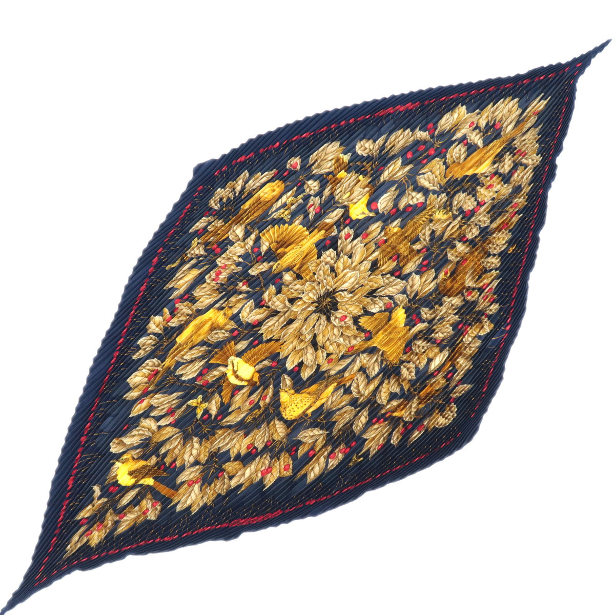 HERMES Pleated Carre 90 Scarf Les merises93432