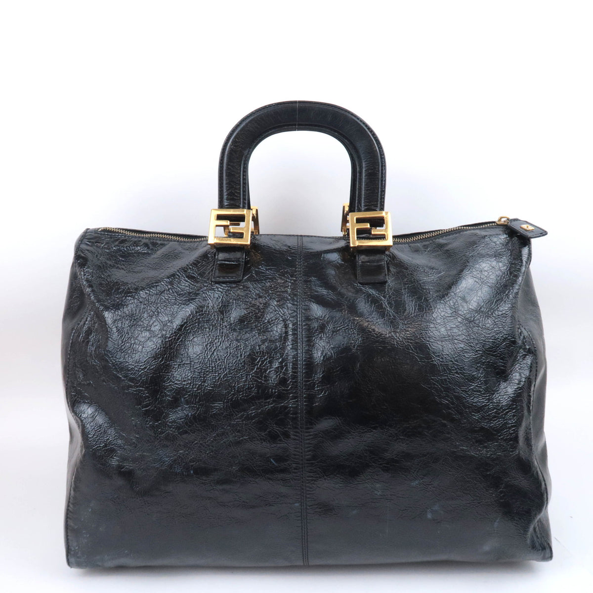 FENDI Patent Large Boston Bag Weekender Bag 26370