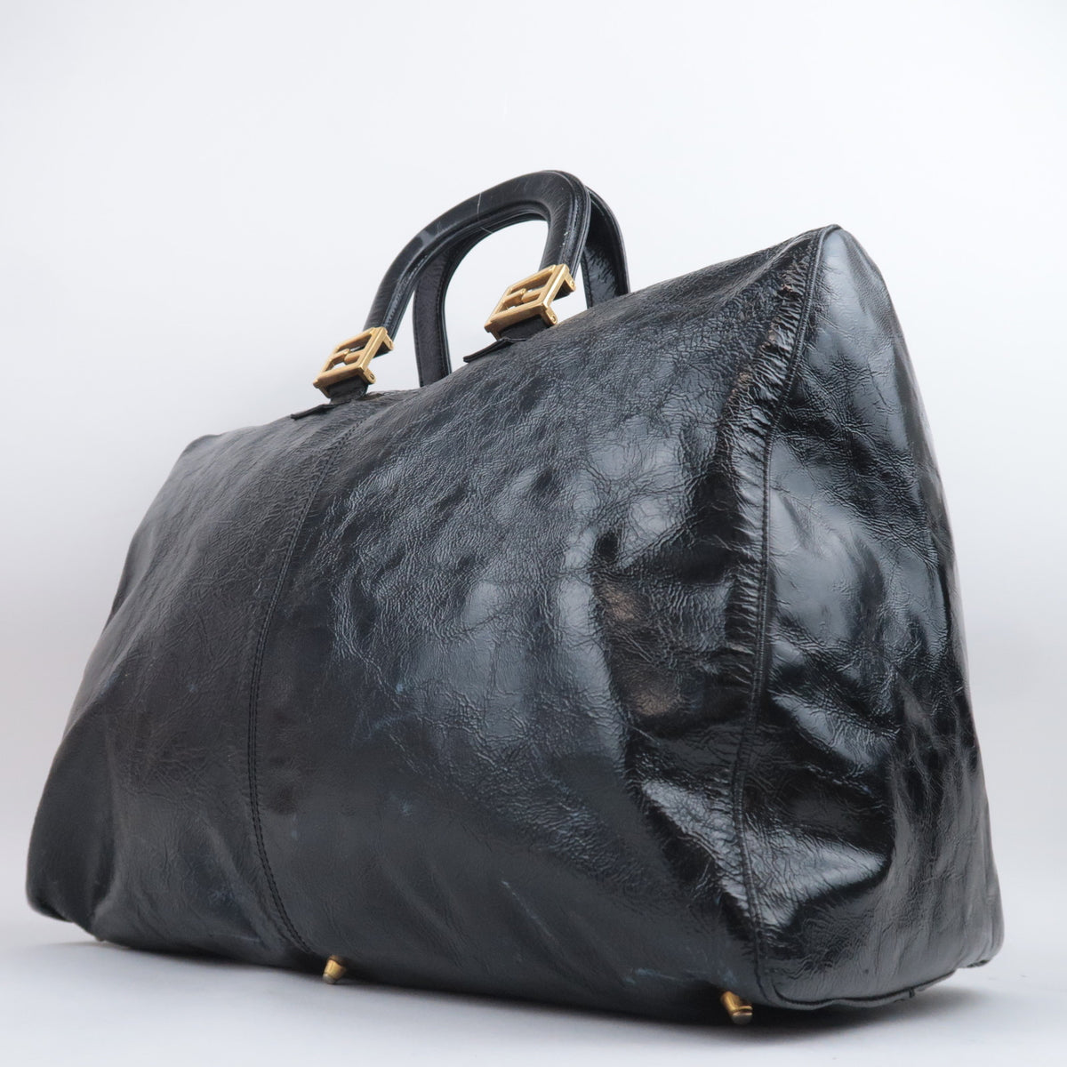 FENDI Patent Large Boston Bag Weekender Bag 26370
