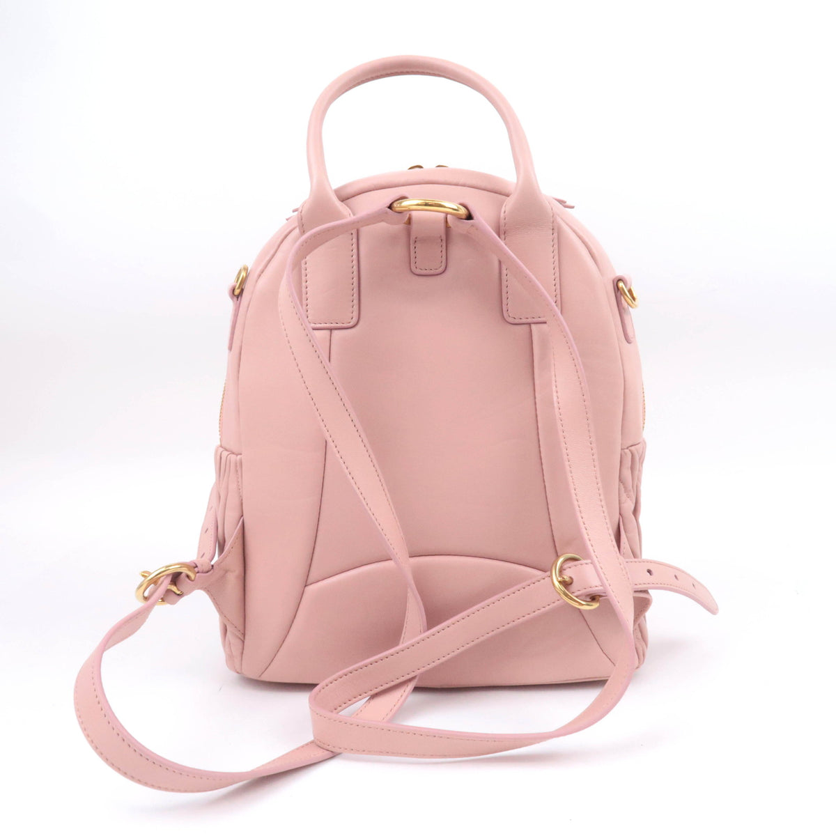 MIU MIU Matelasse Leather Backpack Pink 5BZ022