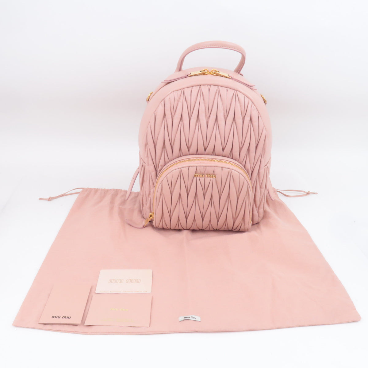 MIU MIU Matelasse Leather Backpack Pink 5BZ022