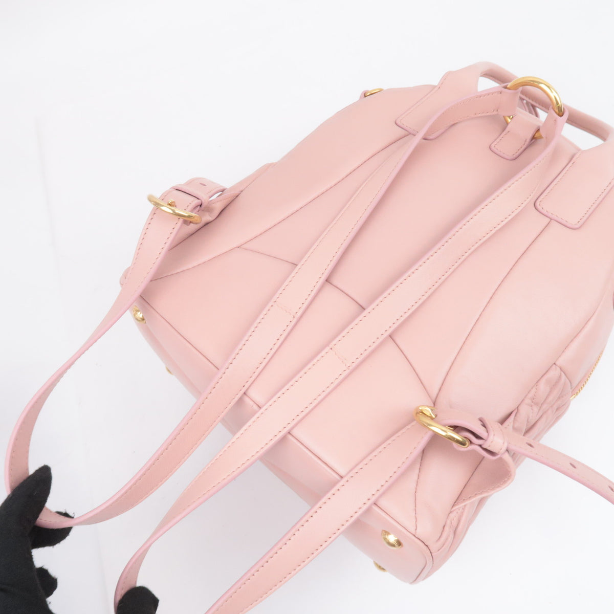 MIU MIU Matelasse Leather Backpack Pink 5BZ022