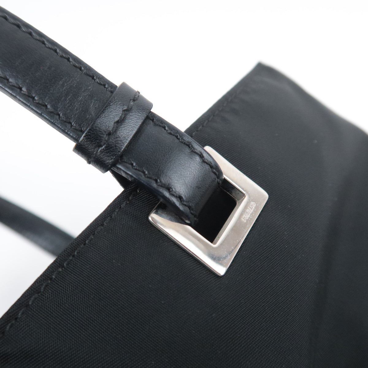 PRADA Nylon Leather Tote Bag Black BR3214