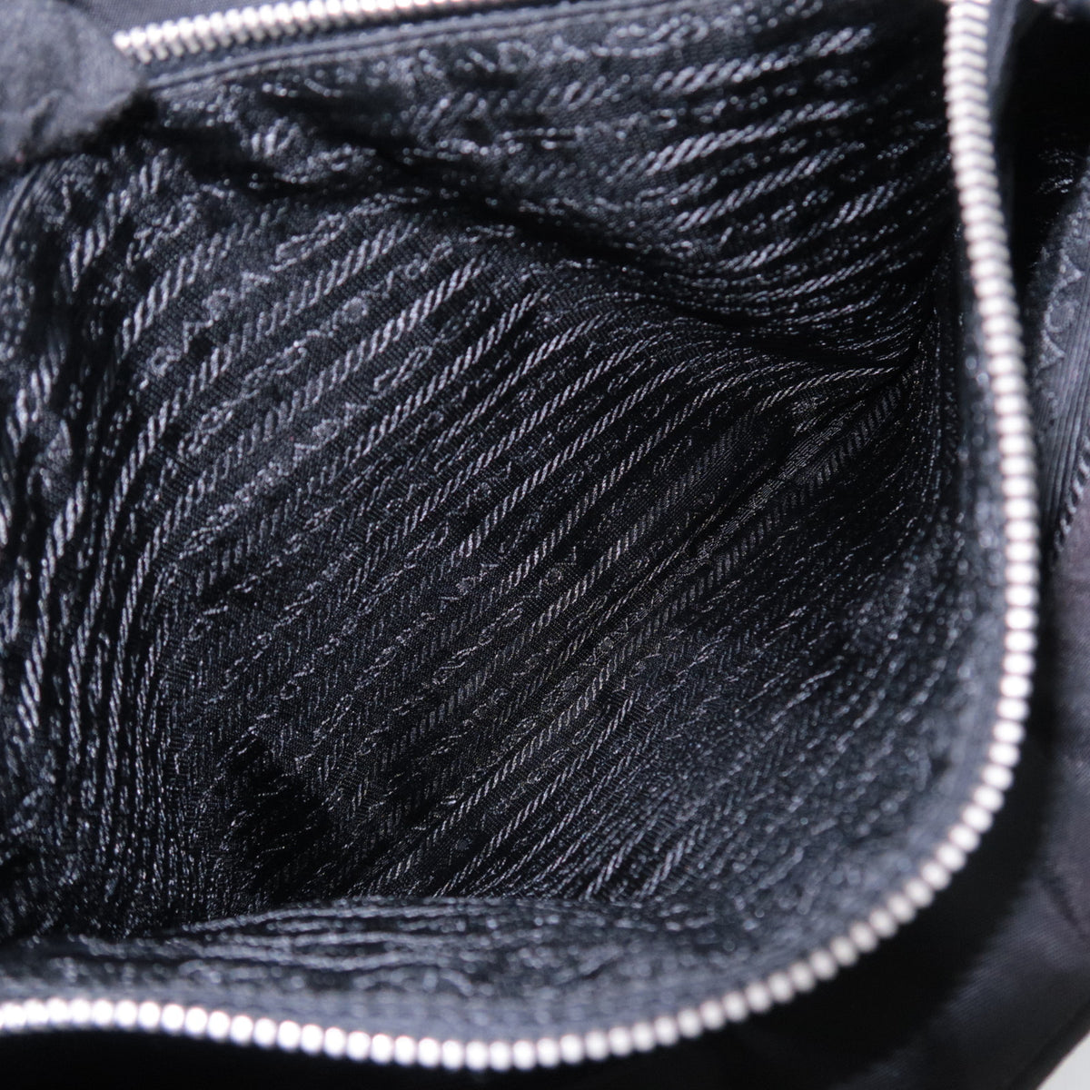 PRADA Nylon Leather Tote Bag Black BR3214