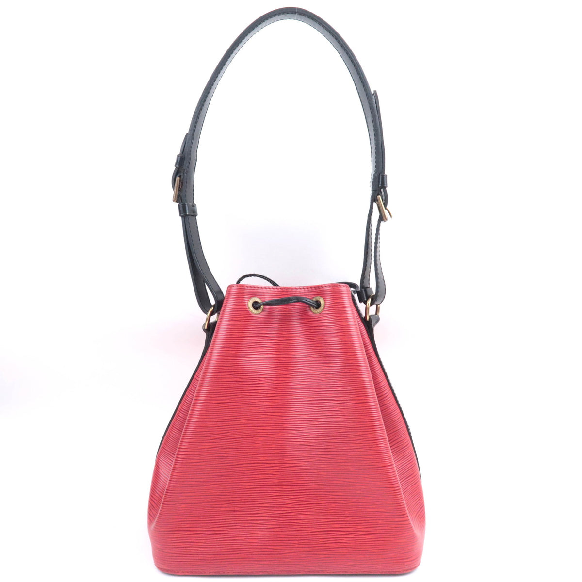 Louis Vuitton Epi Petit Noe two tone Bag Castilian Red / Noir M44172