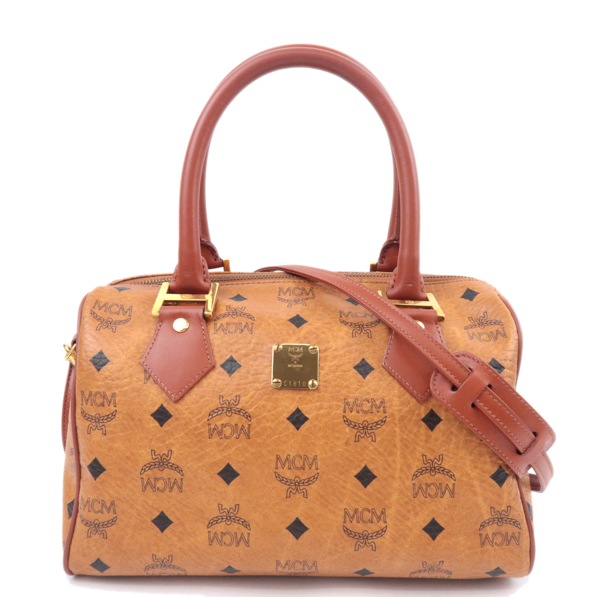 MCM Visetos 2Way Leather Shoulder Bag Brown93459