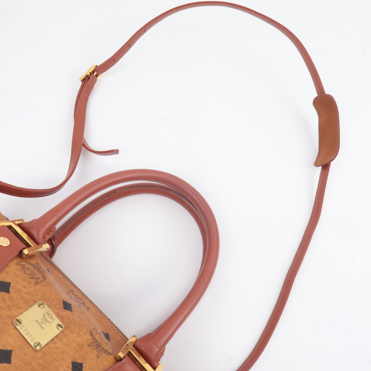 MCM Visetos 2Way Leather Shoulder Bag Brown