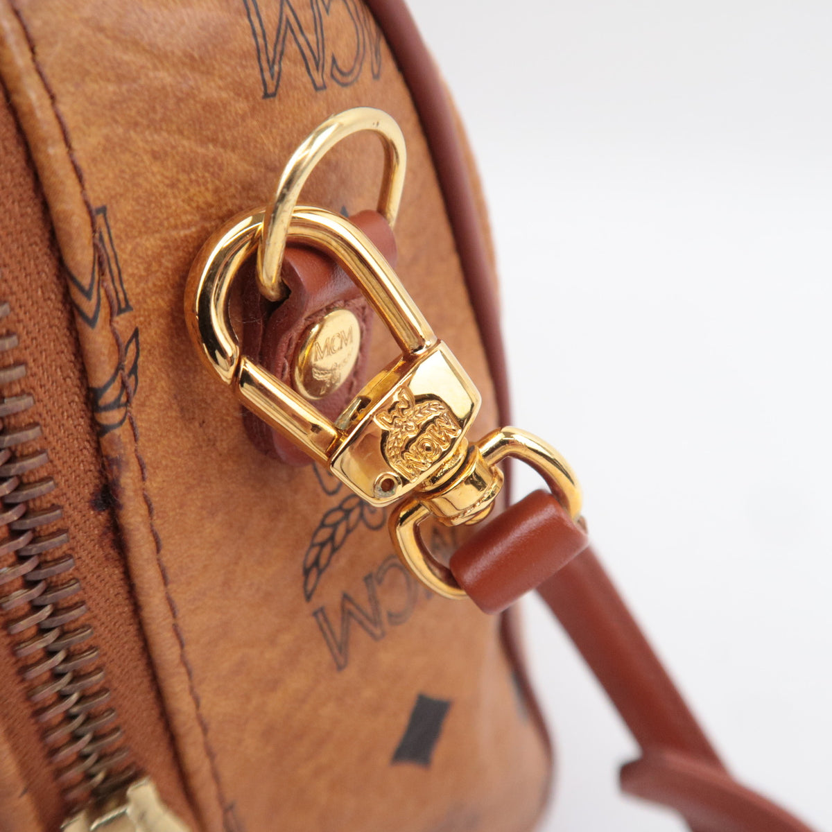 MCM Visetos 2Way Leather Shoulder Bag Brown
