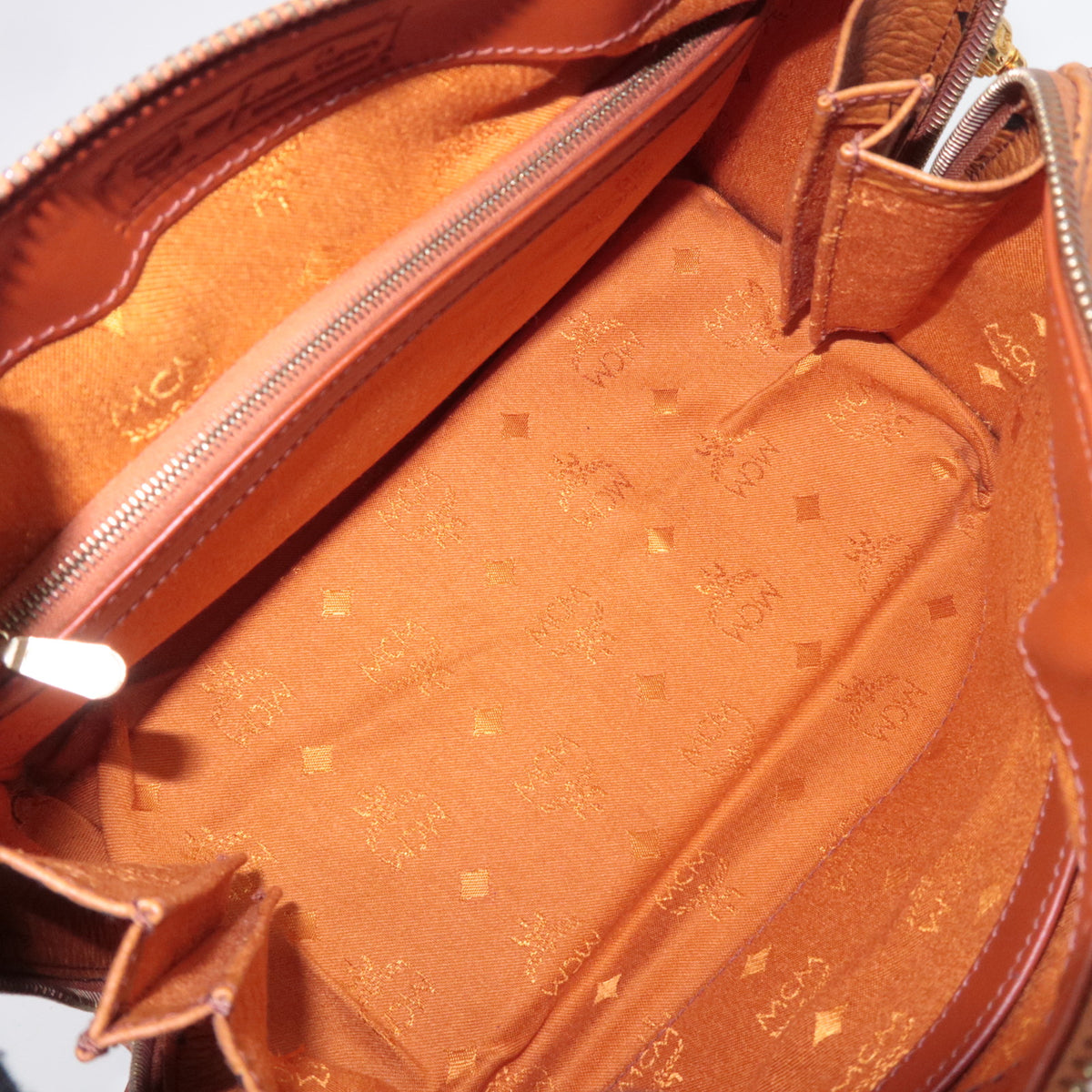MCM Visetos 2Way Leather Shoulder Bag Brown