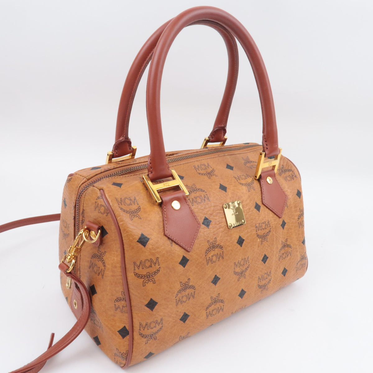 MCM Visetos 2Way Leather Shoulder Bag Brown