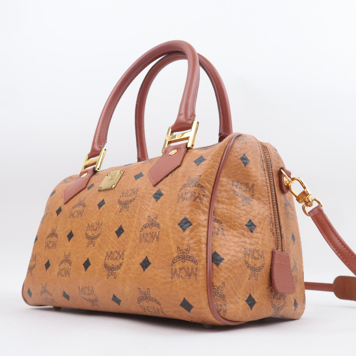 MCM Visetos 2Way Leather Shoulder Bag Brown