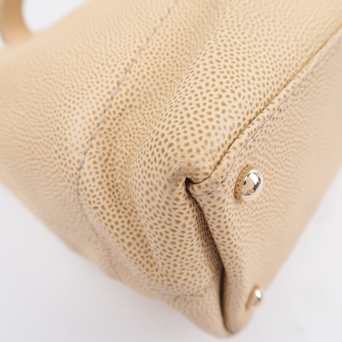 CHANEL Coco Mark Tote Bag Caviarskin Beige