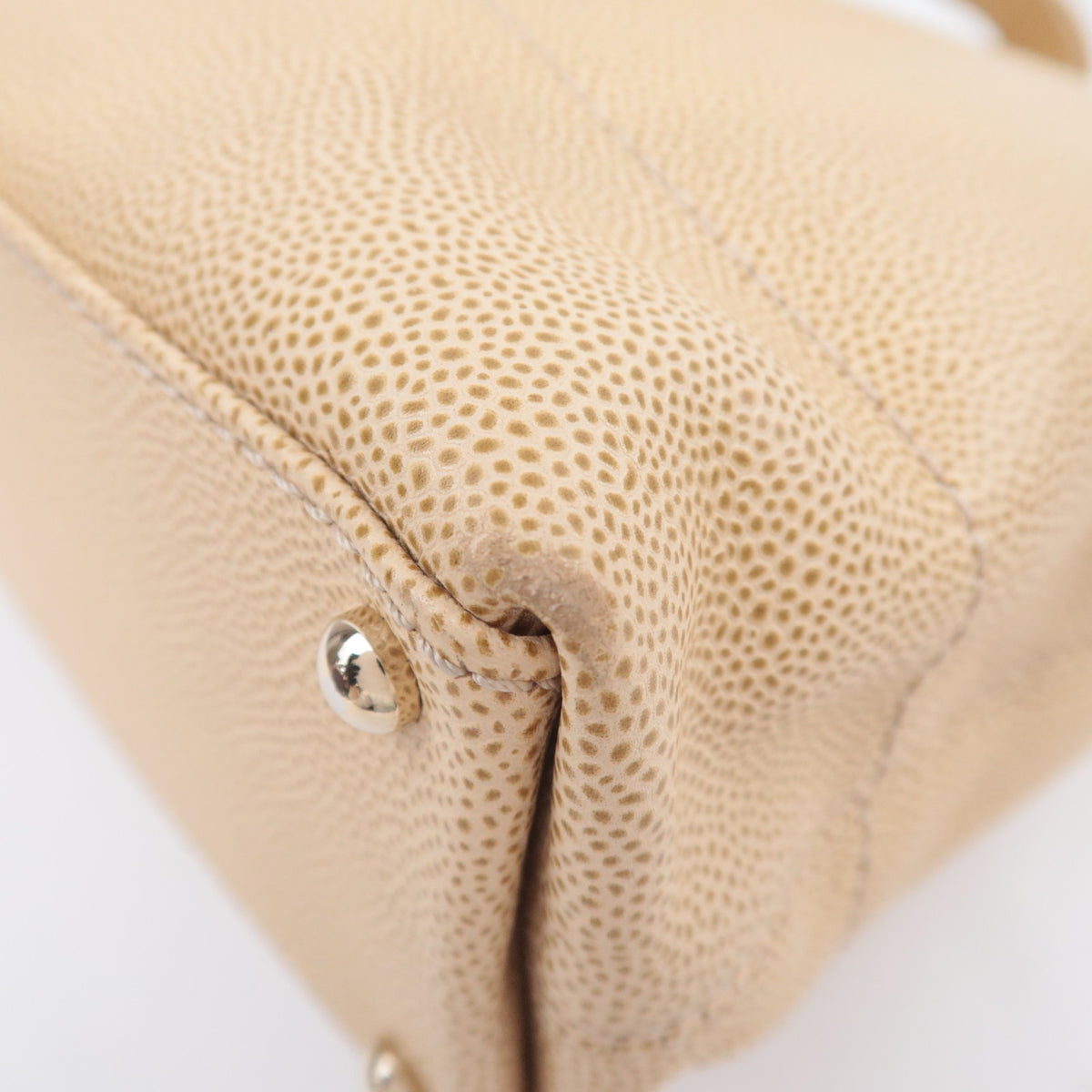 CHANEL Coco Mark Tote Bag Caviarskin Beige