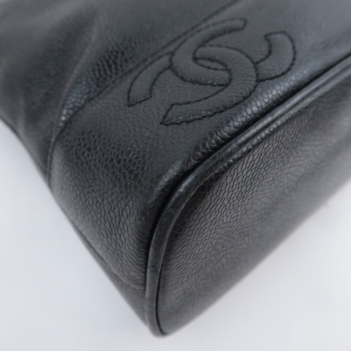 CHANEL Triple Coco Chain Tote Bag Caviarskin Black