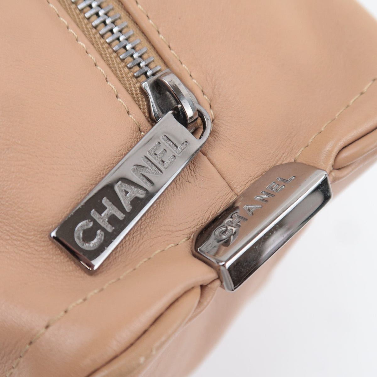 CHANEL Chocolate Bar Beige Leather Bag