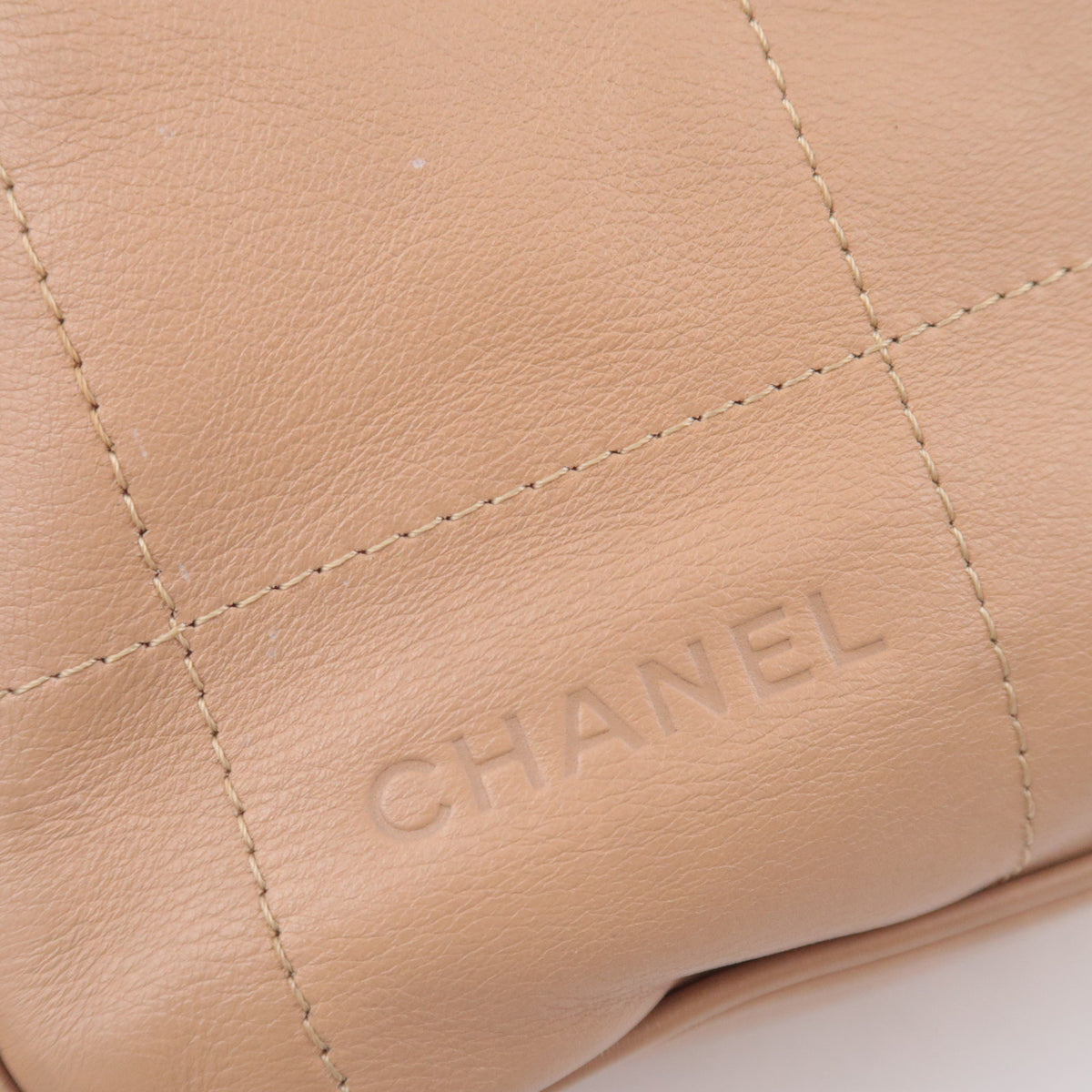 CHANEL Chocolate Bar Beige Leather Bag