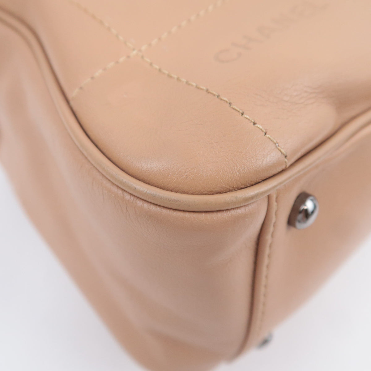 CHANEL Chocolate Bar Beige Leather Bag
