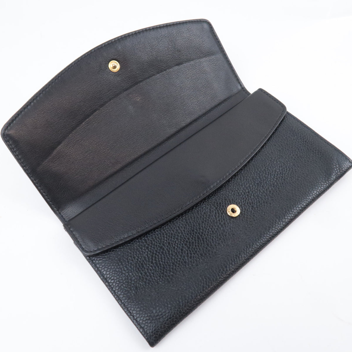 CHANEL Coco Mark Bi-Fold Long Flap Wallet Caviarskin Black
