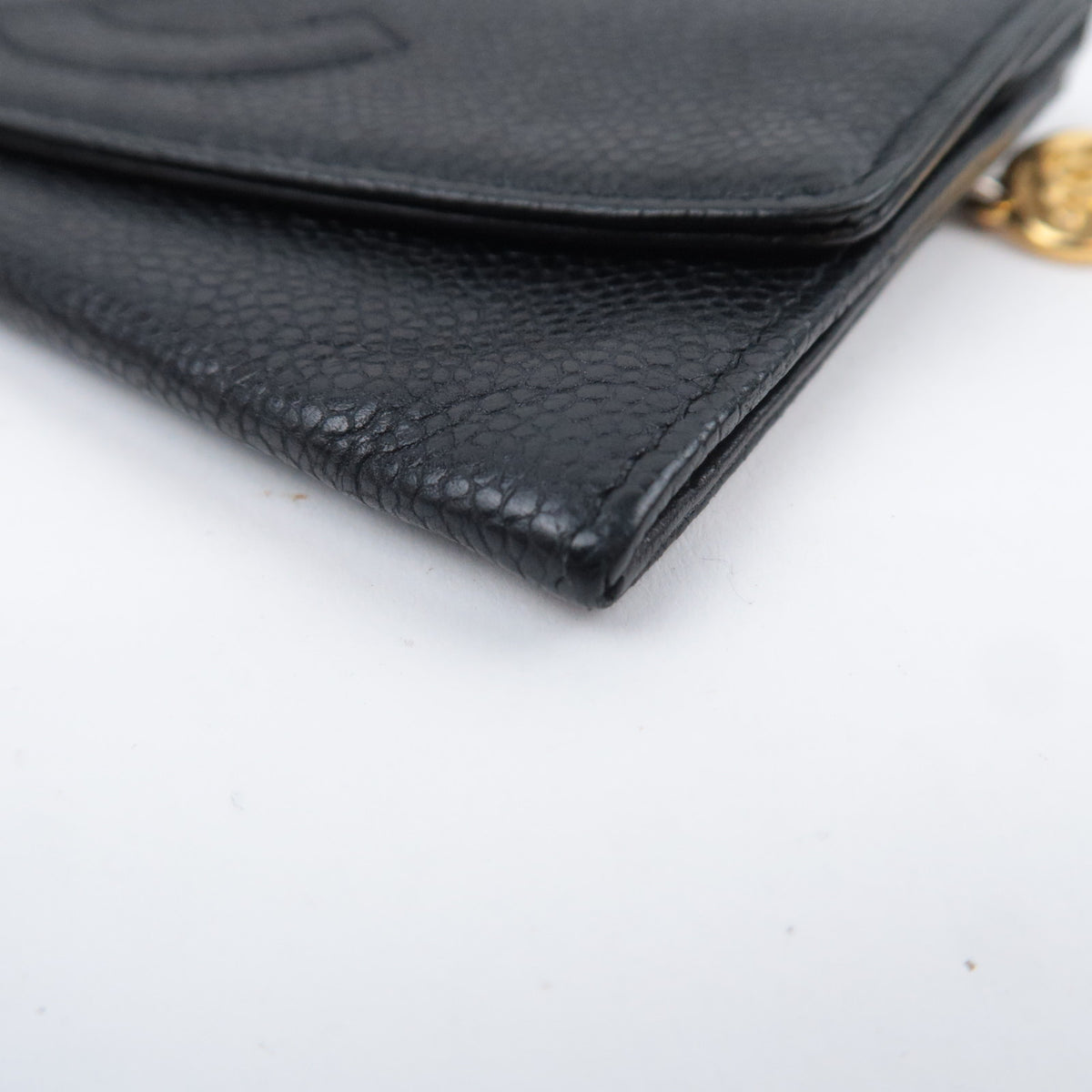 CHANEL Coco Mark Bi-Fold Long Flap Wallet Caviarskin Black