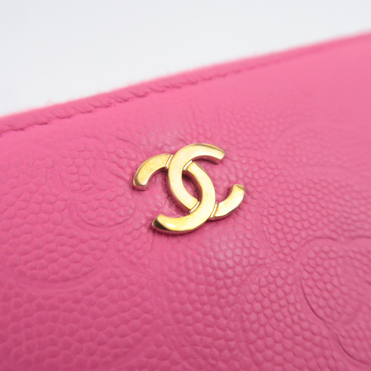 CHANEL Camellia Zip Around Leather Long Wallet