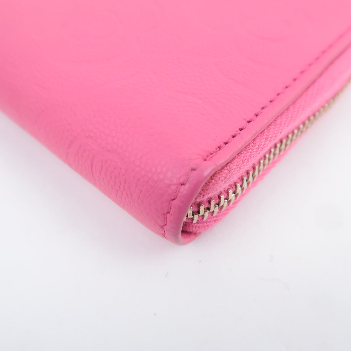 CHANEL Camellia Zip Around Leather Long Wallet