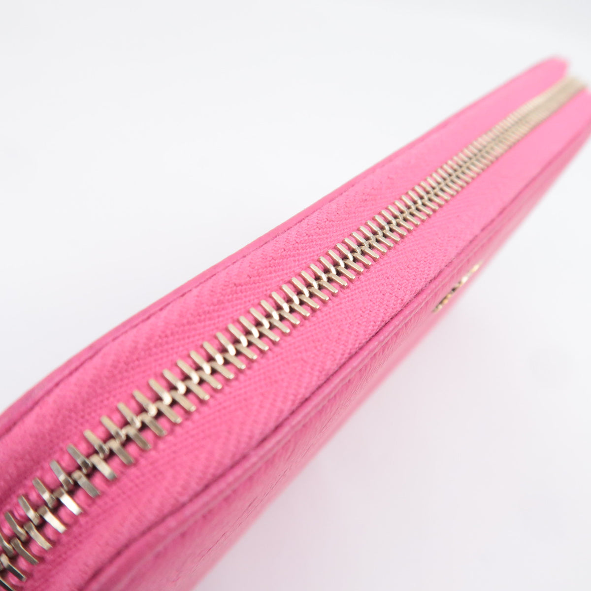 CHANEL Camellia Zip Around Leather Long Wallet