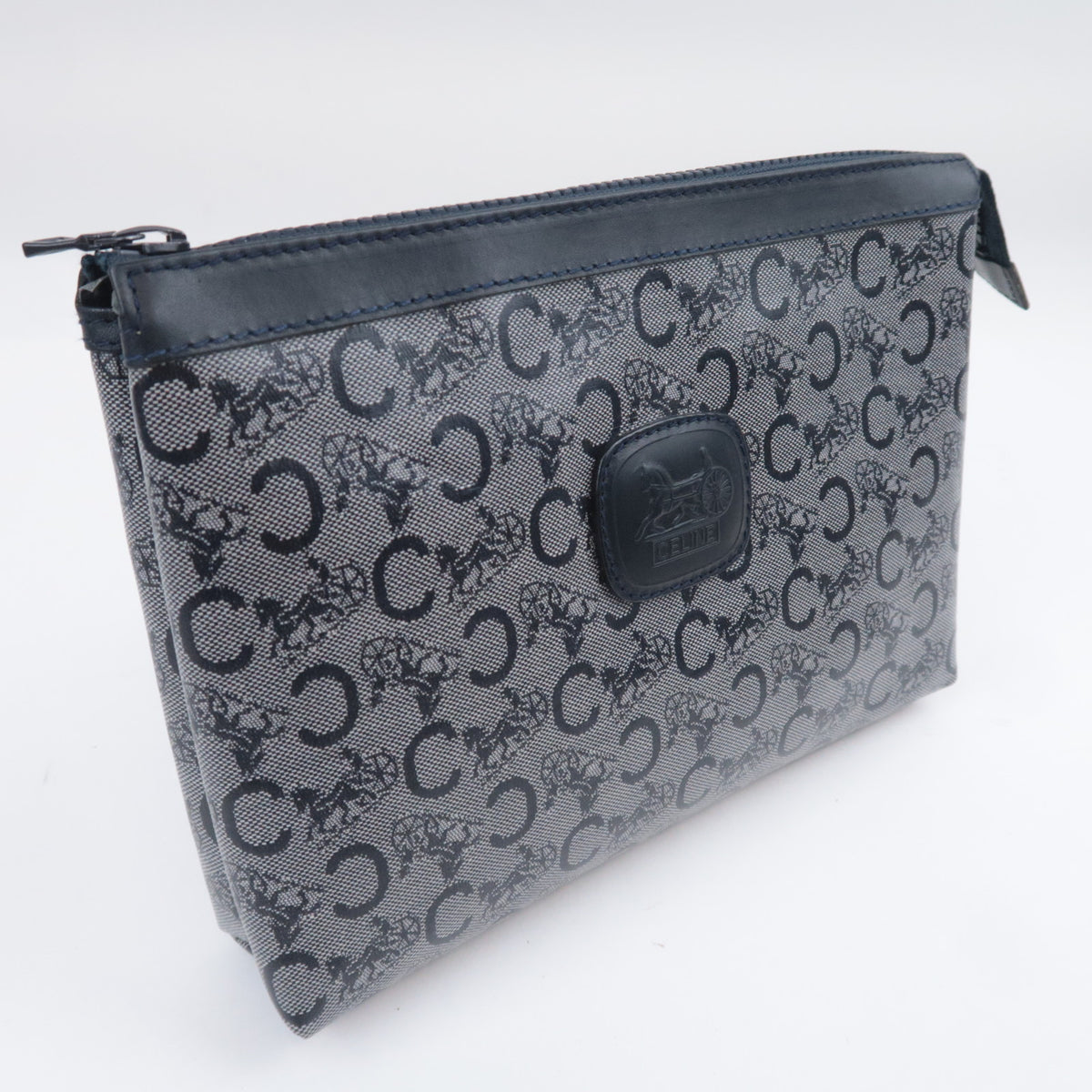 CELINE C Macadam Horse Carriage Clutch Bag