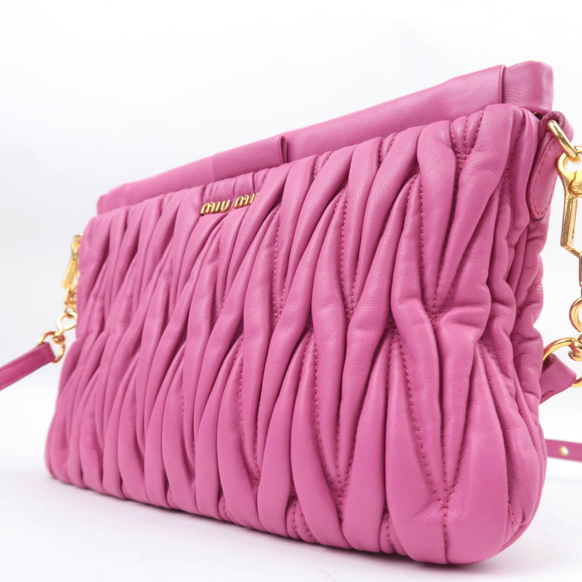 MIU MIU Matelasse 2Way Flat Shoulder Bag Clutch Bag RP0356