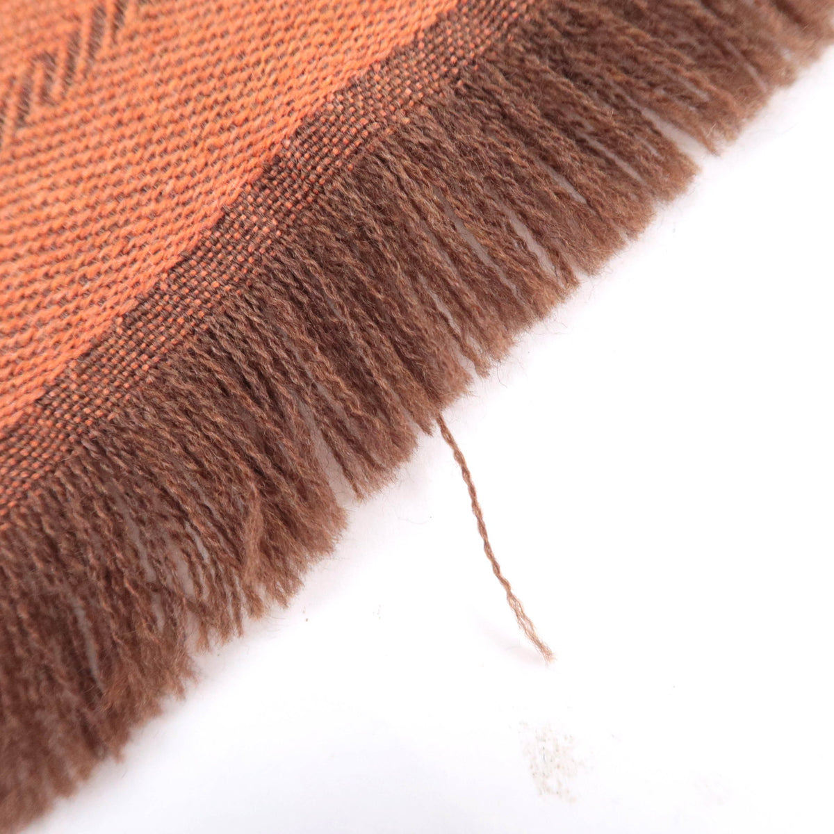 GUCCI GG Print Fringe Scarf 100% Wool Orange