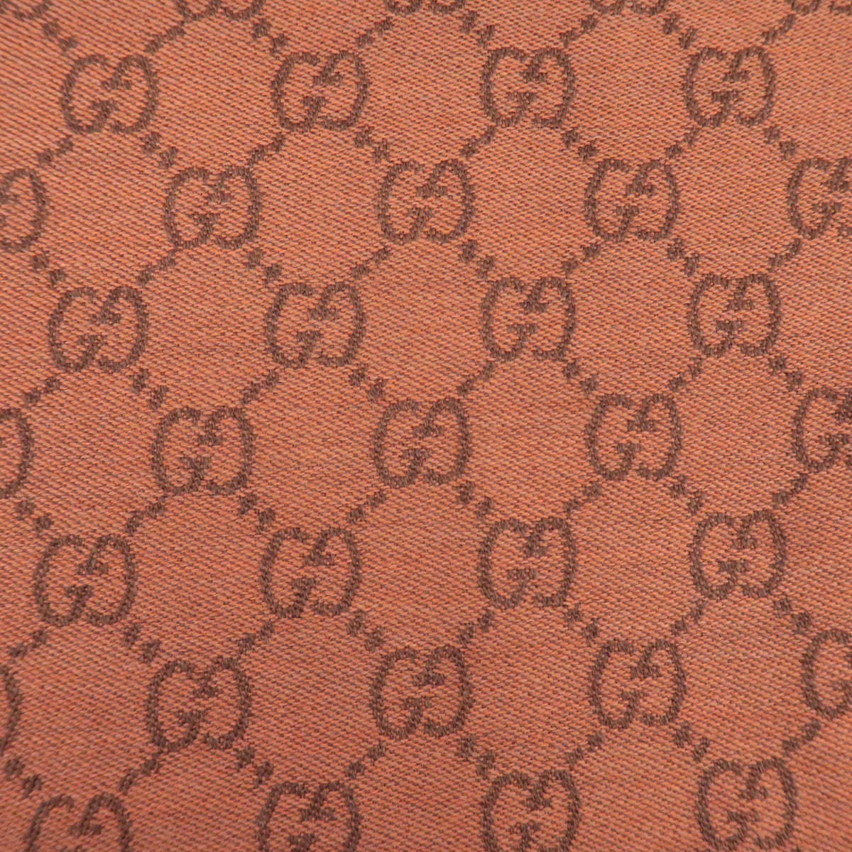 GUCCI GG Print Fringe Scarf 100% Wool Orange