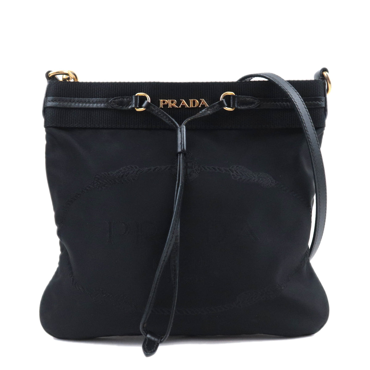 PRADA Front Logo Nylon Shoulder Bag BT070293597