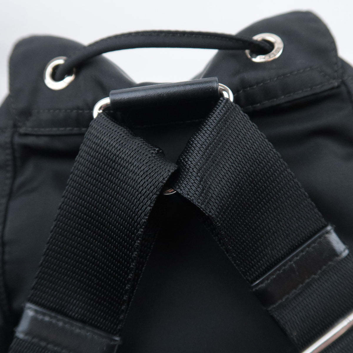 PRADA Nylon Leather Drawstring Backpack