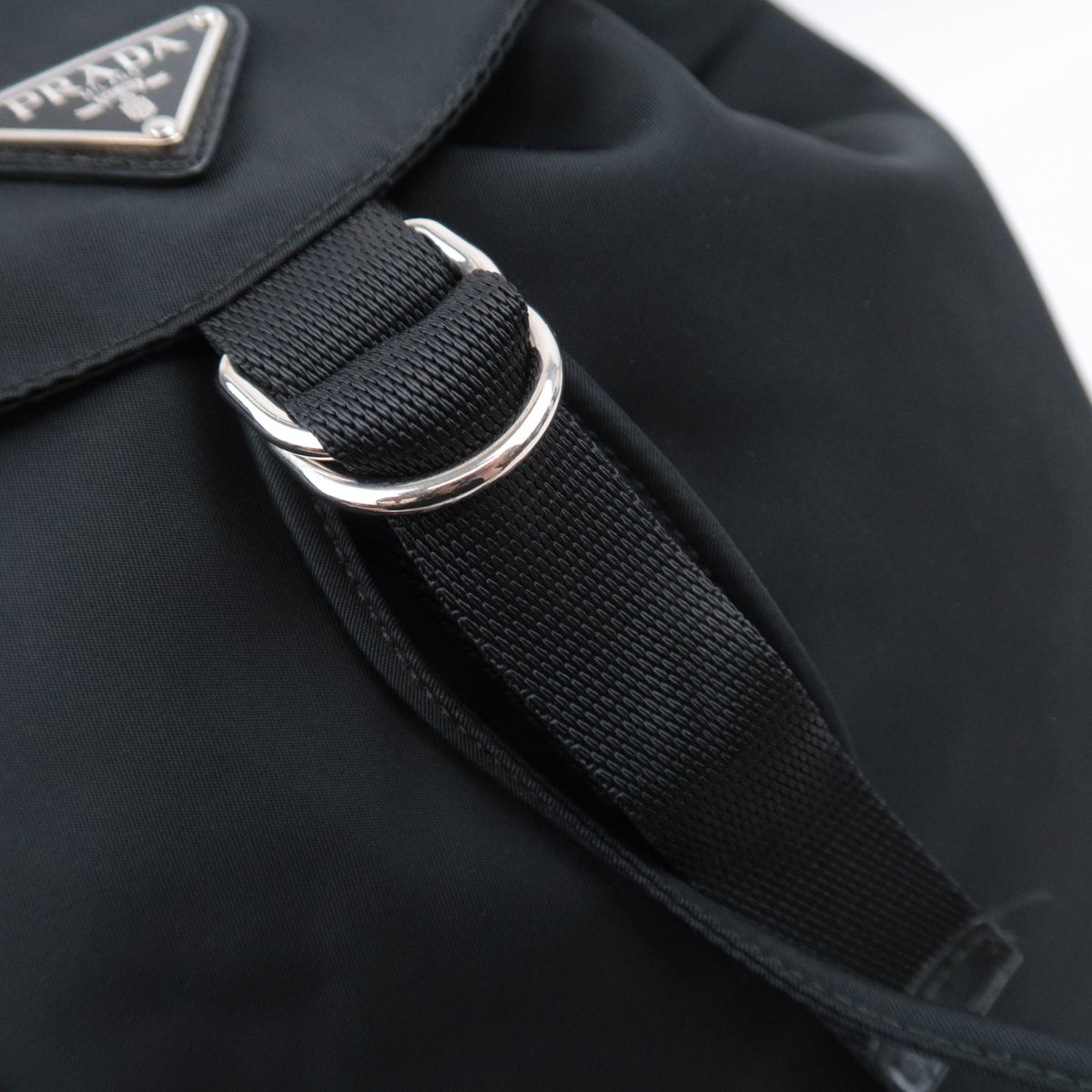 PRADA Nylon Leather Drawstring Backpack