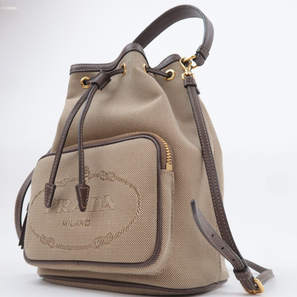 PRADA Logo Jacquard 2Way Small Handbag