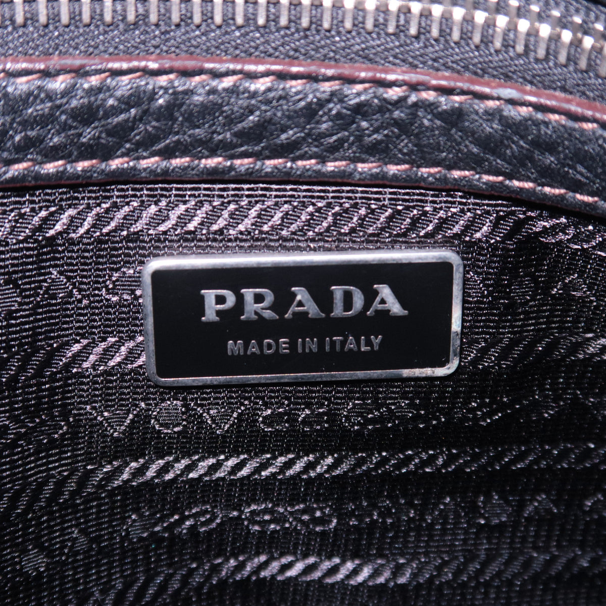 PRADA Leather Hobo Shoulder Bag