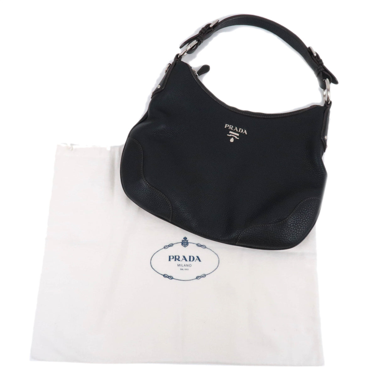 PRADA Leather Hobo Shoulder Bag