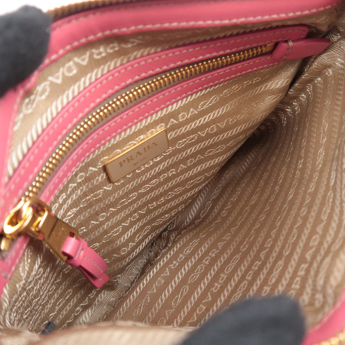 PRADA Logo Jacquard Shoulder Bag